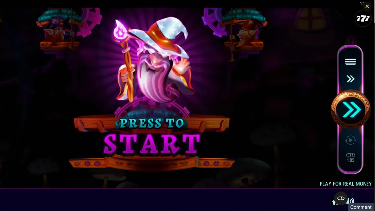 Tampilan visual slot Fire Gnomes 2 Magic Wheel dengan tema jamur dan gnome