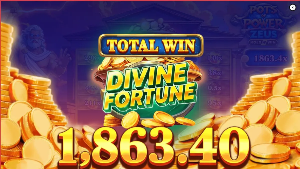 Pots of Power: Zeus slot machine interface with Greek mythology theme